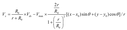 fluid dynamics equation, Vx velocity profile, mathematical formula, analytical calculation, research analysis