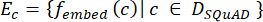 figure-protocol-12 Mathematical expression for embedding computation in D_SQuAD dataset; equation.