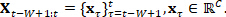 Time series equation, Xt={xt}t=-w+1t; matrix algebra concept; data prediction analysis.