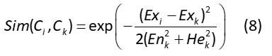 Static equilibrium equation Sim(Ci,Ck), mathematical formula for similarity measure, scientific research.