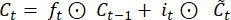 figure-protocol-17 LSTM equation, Ct = ft ⊙ Ct-1 + it ⊙ Ĉt, recurrent neural network, machine learning concept.