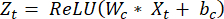 figure-protocol-37 Neural network equation \(Z_t = ReLU(W_c \cdot X_t + b_c)\), activation function diagram.