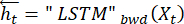 LSTM backward pass equation, symbol for neural network sequence analysis and processing.