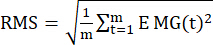 Root mean square (RMS) formula for electromyography (EMG) signal analysis.
