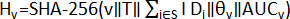 Cryptographic hash equation, Hv=SHA-256, formula diagram, secure data transmission.
