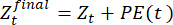 Static equilibrium equation, Zt^final=Zt+PE(t), formula for educational use in physics.