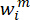 Equation of weighted term \( w_i^m \) in mathematical formula analysis.