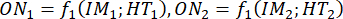 Equation showing mathematical functions for operational node inputs in a network analysis context.