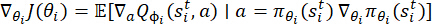 Reinforcement learning formula, gradient of policy objective, mathematical equation.