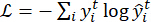 Cross-entropy loss formula: L = -Σ(yi * log(ŷi)); statistical learning method.