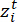 Mathematical variable z_{i}^{t} in equation, used in dynamic systems analysis.
