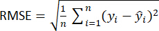 Root mean square error formula, RMSE calculation equation, statistical analysis method.