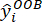 Out-of-bag prediction formula ŷᵢ OOB representing statistical modeling in machine learning.