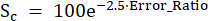 Decay constant formula \(S_c = 100e^{-2.5 \cdot \text{Error Ratio}}\); mathematical equation.