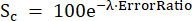 Static equilibrium formula \( S_c = 100e^{-\lambda \cdot \text{ErrorRatio}} \); equation analysis.