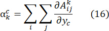 Mathematical formula for static equilibrium analysis, double summation with partial derivative.