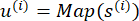 Mathematical equation, u^(i)=Map(s^(i)), transformation concept, educational diagram.