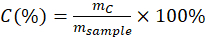 Concentration formula C(%)=mC/msample×100%, symbol for chemistry calculations.