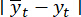 Statistical analysis formula: |y̅ₜ - yₜ|, diagram for mean deviation calculation.