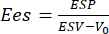 Static equilibrium; Ees=ESP/(ESV-V0); formula; educational physics concept; tension calculation.