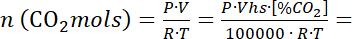 CO2 moles formula, PV=nRT, chemical equations, chemistry concept, gas law calculations.