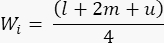 Static equilibrium equation \(W_i=(l+2m+u)/4\), formula for weight distribution.