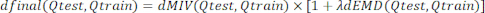 Equation describing statistical method for data analysis optimization, showing d_final calculation.