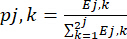 Equation showing probability calculation formula \(pj,k\) for statistical analysis in research.