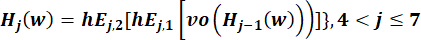 Multivariate function formula, \(H_j(w) = hE_{j,2}[hE_{j,1}[νο(H_{j-1}(w))]]_3\), mathematical analysis.