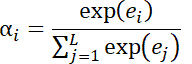 Softmax function formula, αi=exp(ei)/Σexp(ej), mathematical equation.