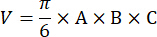 figure-protocol-2 Volume formula: V=π/6×A×B×C equation, mathematical expression for educational purposes.