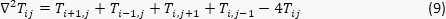 figure-protocol-10 Heat conduction equation ∇²Tₖᵢⱼ for steady-state analysis; finite difference method formula.