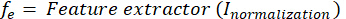 Feature extraction formula, \( f_e = \text{Feature extractor}(I_{\text{normalization}}) \), data analysis.
