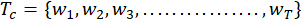 Text sequence representation formula: Tc={w1,w2,w3,...,wT}, equation.