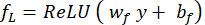 Neural network activation function formula, ReLU, shows linear transformation equation.