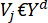 Mathematical symbol Vj ∈ Yd, representing elements in set theory context.