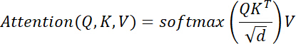 figure-protocol-3 Attention mechanism formula: softmax((QK^T)/√d)V in deep learning, mathematical equation.
