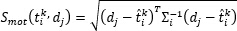 Statistical metric equation diagram, displaying \( S_{mot} \) formula for data analysis.