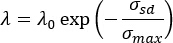 Exponential decay equation in diagram, illustrating stress-dependent process in materials science.