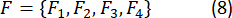 figure-protocol-10 Vector notation formula F={F1,F2,F3,F4}, used in static equilibrium analysis, mathematical notation.