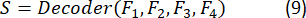 figure-protocol-11 Equation: S=Decoder(F₁,F₂,F₃,F₄); mathematical formula, decoder function.