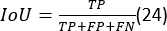 IoU formula, TP/(TP+FP+FN), mathematical equation for image segmentation accuracy.