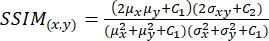 SSIM index equation; mathematical formula for image quality assessment; diagram.