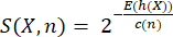 Mathematical formula for statistical calculations; S(X,n)=2*[E(h(X))/c(n)].