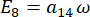 Static equilibrium formula \(E_8 = a_{14}\omega\); mathematical equation; educational use.