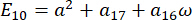 Equation E₁₀ = a² + a₁₇ + a₁₆ω; mathematical expression in physics or engineering analysis.