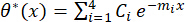 Static equilibrium equation, θ*(x)=ΣCie^(-mix), mathematical formula representation.