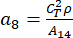 Equation illustrating static equilibrium with components: a₈ = (Cᵀ²ρ)/A₁₄, formula representation.