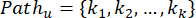 Path notation formula, Path_u = {k_1, k_2, ..., k_k}, used in mathematical graph theory analysis.