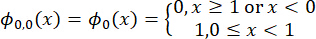 Mathematical function equation φ_00(x)=φ_0(x); piecewise function diagram, calculus concepts.